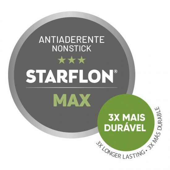 FRIGIDEIRA RETA TRAMONTINA TURIM EM ALUMÍNIO COM REVESTIMENTO INTERNO E EXTERNO ANTIADERENTE STARFLON MAX CINZA COM TAMPA DE VIDRO 22 CM 1,7 L