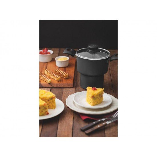 CUSCUZEIRA 14CM 1,9L TURIM CINZA ALUMINIO COM REVESTIMENTO ANTIADERENTE TRAMONTINA