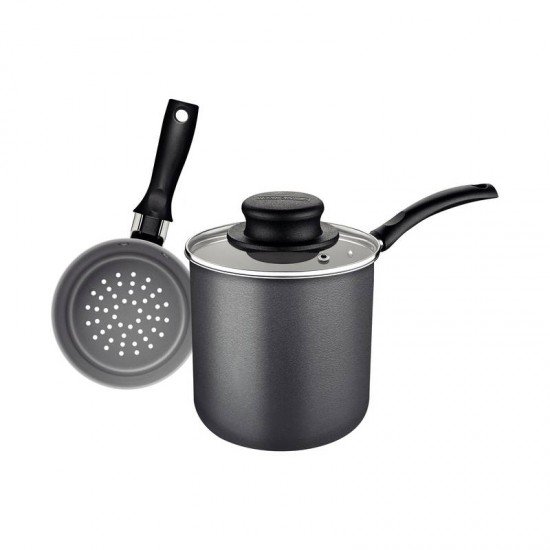 CUSCUZEIRA TRAMONTINA EM ALUMÍNIO COM REVESTIMENTO INTERNO E EXTERNO EM ANTIADERENTE STARFLON MAX CHUMBO 10 CM 0,8 L