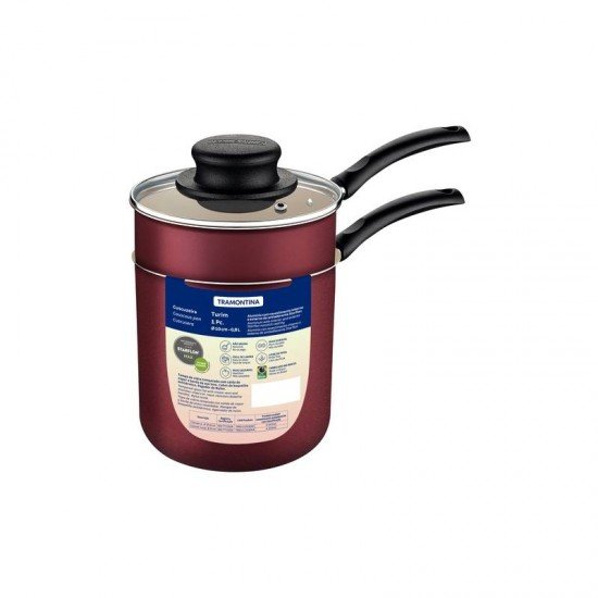 CUSCUZEIRA TRAMONTINA EM ALUMÍNIO COM REVESTIMENTO INTERNO E EXTERNO EM ANTIADERENTE STARFLON MAX VERMELHO 10 CM 0,8 L