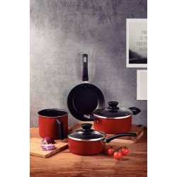 JOGO DE PANELAS EM ALUMINIO COM REV. INT. ANTIADERENTE VERMELHO 4 PEÇAS TRAMONTINA