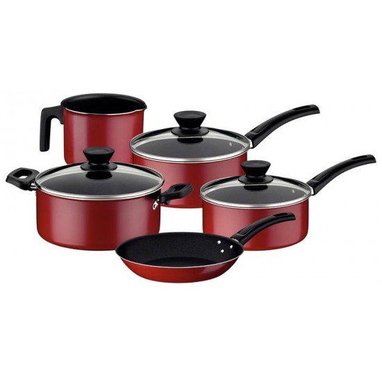 JOGO DE PANELAS EM ALUMINIO ANTIADERENTE VERMELHO 5 PEÇAS TRAMONTINA