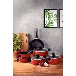 JOGO DE PANELAS EM ALUMINIO ANTIADERENTE VERMELHO 5 PEÇAS TRAMONTINA