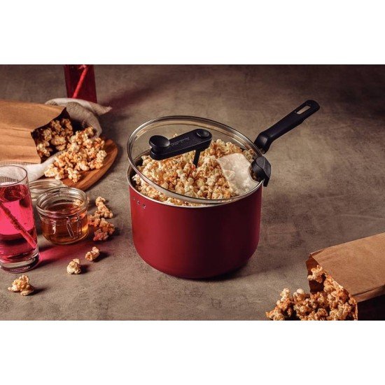 PIPOQUEIRA TRAMONTINA LORETO EM ALUMÍNIO COM REVESTIMENTO EM ANTIADERENTE STARFLON MAX VERMELHO 20 CM 3,5 L