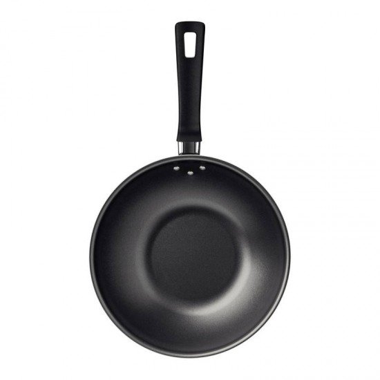 WOK TRAMONTINA LORETO EM ALUMÍNIO COM REVESTIMENTO INTERNO E EXTERNO EM ANTIADERENTE STARFLON MAX GRAFITE 24 CM 2,2 L