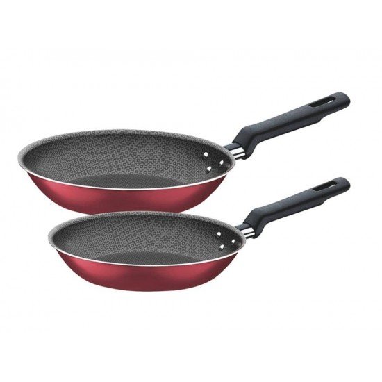JOGO DE FRIGIDEIRAS 2 PCS BERGAMO VERMELHO SORTIDOS DE ALU COMREVESTIMENTO ANTIADERENTE TRAMONTINA