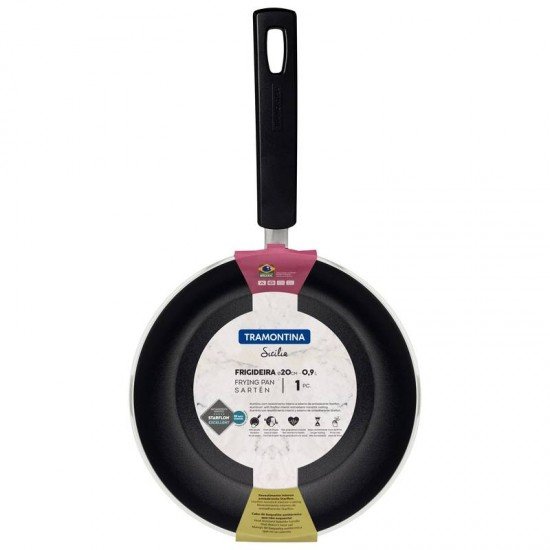 FRIGIDEIRA TRAMONTINA SICÍLIA EM ALUMÍNIO COM REVESTIMENTO INTERNO E EXTERNO EM STARFLON EXCELLENT VERMELHO 20 CM 0,95 L