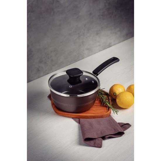 PANELA TRAMONTINA SICÍLIA EM ALUMÍNIO COM REVESTIMENTO INTERNO E EXTERNO EM ANTIADERENTE STARFLON EXCELLENT AVELÃ 18 CM 1,9 L