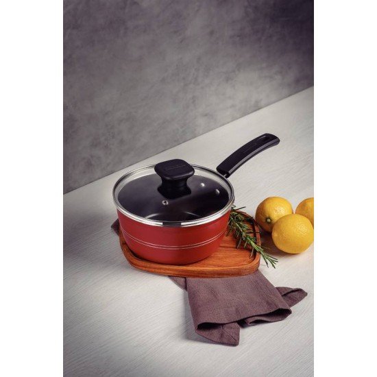 PANELA TRAMONTINA SICÍLIA EM ALUMÍNIO COM REVESTIMENTO INTERNO E EXTERNO EM ANTIADERENTE STARFLON EXCELLENT VERMELHO 16 CM 1,3 L