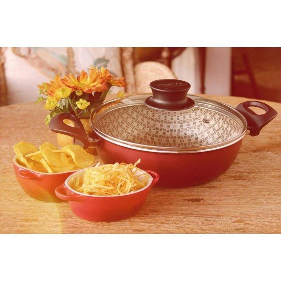 FRITADEIRA MULTIUSO 26CM PARIS VERMELHO ALUMINIO COM REVESTIMENTO ANTIADERENTE TRAMONTINA