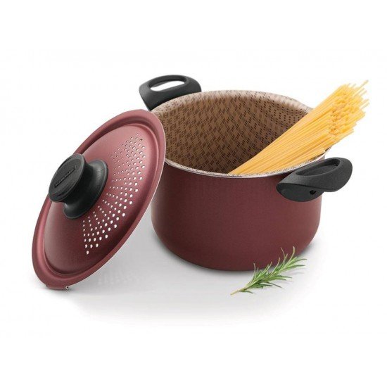 ESPAGUETEIRA 24CM 7 5L PARIS VERMELHO ALUMINIO COM REVESTIMENTO ANTIADERENTE TRAMONTINA