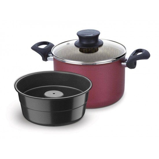 JOGO BANHO MARIA PUDIM 20CM 4 5L PARIS VERMELHO ALUMINIO COM REVESTIMENTO ANTIADERENTE TRAMONTINA