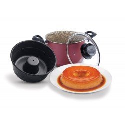 JOGO BANHO MARIA PUDIM 20CM 4 5L PARIS VERMELHO ALUMINIO COM REVESTIMENTO ANTIADERENTE TRAMONTINA