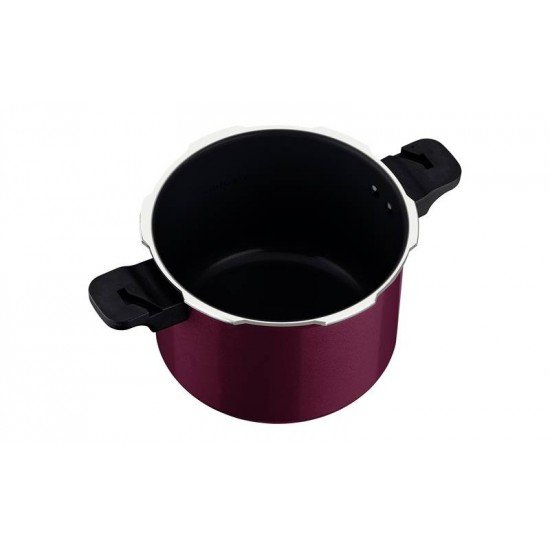 PANELA DE PRESSÃO TRAMONTINA TORINO EM ALUMÍNIO COM REVESTIMENTO INTERNO E EXTERNO CERÂMICO VERMELHO FRAMBOESA 20 CM 4,5 L