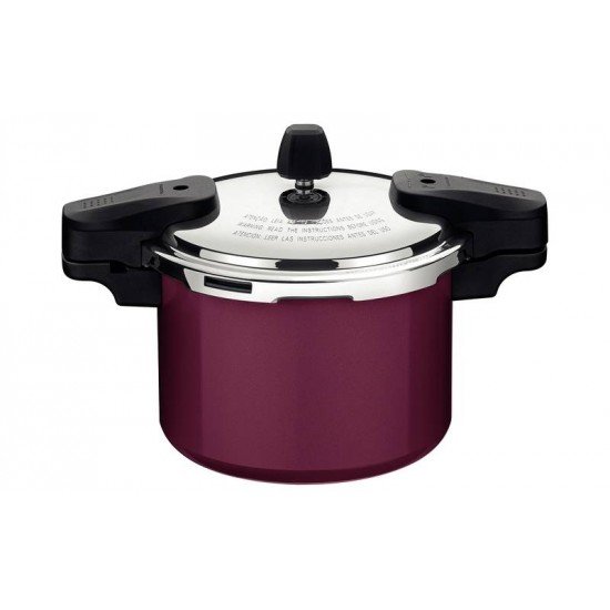 PANELA DE PRESSÃO TRAMONTINA TORINO EM ALUMÍNIO COM REVESTIMENTO INTERNO E EXTERNO CERÂMICO VERMELHO FRAMBOESA 20 CM 4,5 L