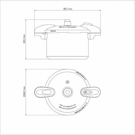 PANELA DE PRESSÃO TRAMONTINA VALÊNCIA BLACK EM ALUMÍNIO COM REVESTIMENTO CERÂMICO PRETO 24 CM 7 L