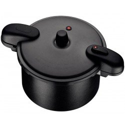 PANELA DE PRESSÃO TRAMONTINA VALÊNCIA BLACK EM ALUMÍNIO COM REVESTIMENTO CERÂMICO PRETO 24 CM 7 L