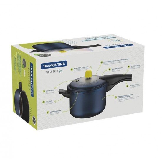 PANELA DE PRESSÃO VANCOUVER SPOT AZUL ALUMÍNIO REVESTIMENTO INT E EXT ANTIADERENTE TRAMONTINA