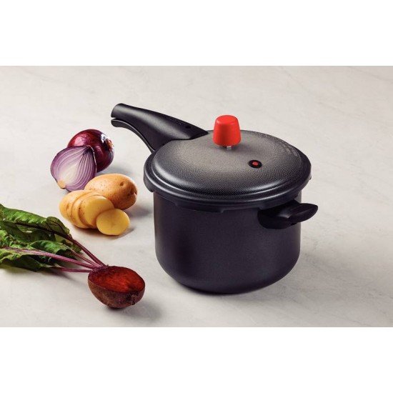 PANELA DE PRESSÃO TRAMONTINA VANCOUVER SPOT EM ALUMÍNIO COM REVESTIMENTO INTERNO E EXTERNO ANTIADERENTE STARFLON MAX GRAFITE 20 CM 4,5 L