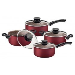 DISPLAY 12 PEÇAS PANELA PARIS ALUMÍNIO REVESTIMENTO INTERNO E EXTERNO ANTIADERENTE STARFLON MAX VERMELHO TRAMONTINA