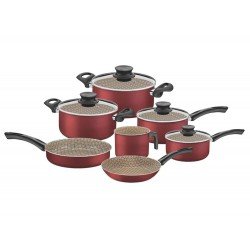 JOGO DE PANELAS 7 PEÇAS PARIS VERMELHO SORTIDOS DE ALUMINIO COM REVESTIMENTO ANTIADERENTE TRAMONTINA