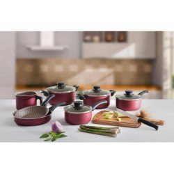 JOGO DE PANELAS 7 PEÇAS PARIS VERMELHO SORTIDOS DE ALUMINIO COM REVESTIMENTO ANTIADERENTE TRAMONTINA