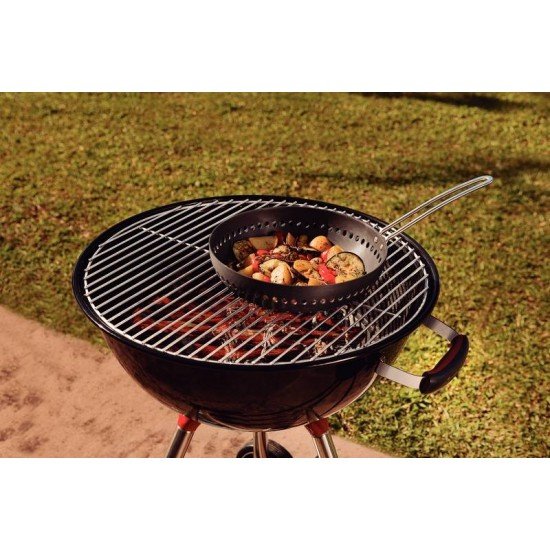 GRELHA WOK FURADA PARA CHURRASCO EM ALUMÍNIO ANODIZADO COM CABO 26 CM TRAMONTINA