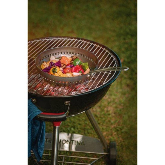 GRELHA WOK FURADA PARA CHURRASCO EM ALUMÍNIO ANODIZADO COM CABO 26 CM TRAMONTINA
