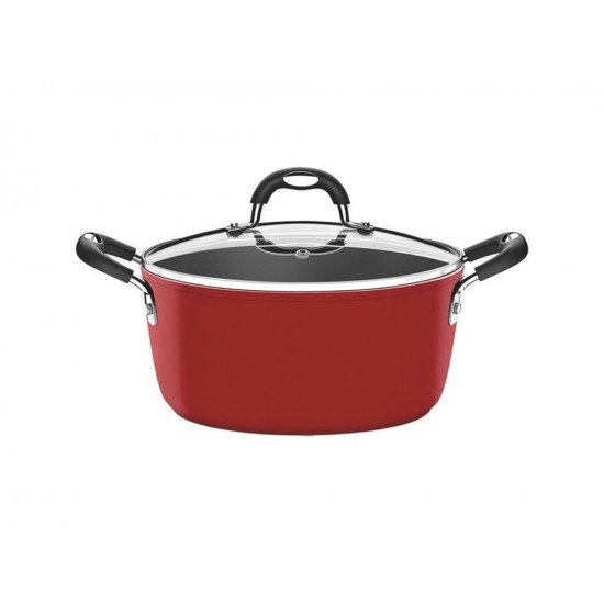 CACAROLA 22CM 3 7L MONACO VERMELHO ALUMINIO COM REVESTIMENTO ANTIADERENTE E SILICONE TRAMONTINA