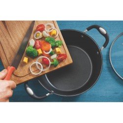 ARROZEIRA 28CM 4 5L MONACO PRETO ALUMINIO COM REVESTIMENTO ANTIADERENTE TRAMONTINA