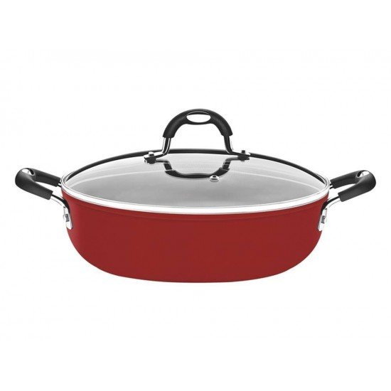 ARROZEIRA 28CM 4 5L MONACO VERMELHO ALUMINIO COM REVESTIMENTO ANTIADERENTE E SILICONE TRAMONTINA