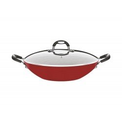 WOK 32CM 4 8L MONACO VERMELHO ALUMINIO REVESTIMENTO ANTIADERENTE E SILICONE TRAMONTINA