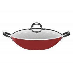 WOK 36CM 6,1L MONACO VERMELHO ALUMINIO REVESTIMENTO ANTIADERENTE E SILICONE TRAMONTINA