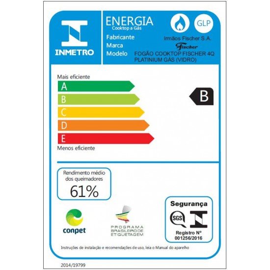 FOGAO COOKTOP FISCHER 4 BOCAS PLATINIUM