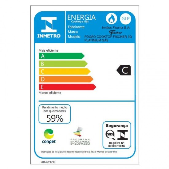 FOGAO COOKTOP FISCHER 3 BOCAS PLATINIUM