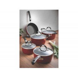 JOGO DE PANELAS 5 PEÇAS MONACO VERMELHO SORTIDOS ALUMINIO COM REV ANTIADERENTE E SILICONE TRAMONTINA