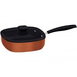 FRIGIDEIRA FUNDA TRAMONTINA REFINATTA EM ALUMÍNIO COM REVESTIMENTO EM INTERNO E EXTERNO EM ANTIADERENTE STARFLON PREMIUM DOURADO COM TAMPA 24 CM 2,8 L