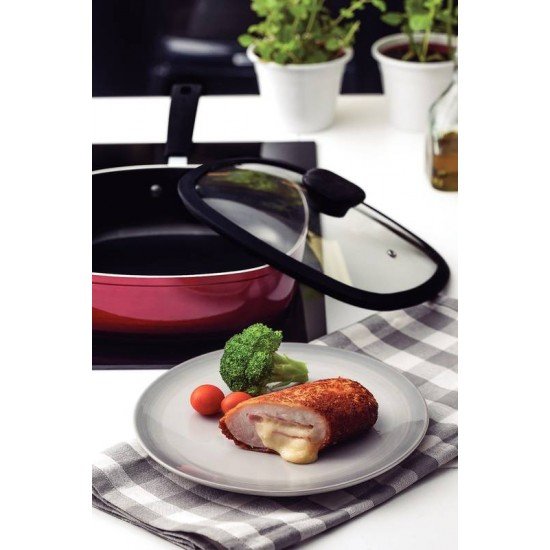 FRIGIDEIRA FUNDA TRAMONTINA REFINATTA EM ALUMÍNIO COM REVESTIMENTO INTERNO EM ANTIADERENTE STARFLON PREMIUM E EXTERNO SILICONADO VERMELHO 24 CM 2,8 L