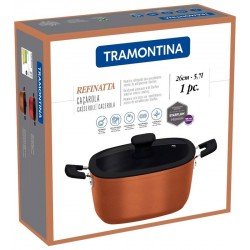 CAÇAROLA TRAMONTINA REFINATTA EM ALUMÍNIO COM REVESTIMENTO INTERNO EM ANTIADERENTE STARFLON PREMIUM E EXTERNO SILICONADO VERMELHO 26 CM 5,7 L