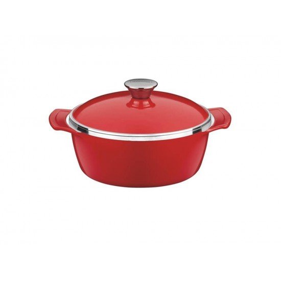 CACAROLA COCOTTE 14CM 0 8L LYON VERMELHO ALUMINIO COM REV ANTIADERENTE E SILICONE TRAMONTINA