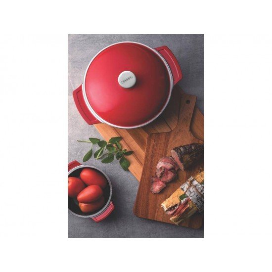 CACAROLA 24CM 3,9L LYON VERMELHO ALUMINIO COM REVESTIMENTO ANTIADERENTE E SILICONE TRAMONTINA