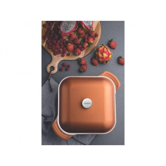 CACAROLA QUADRADA 28CM 5 6L LYON DOURADO ALUMINIO COM REVESTIMENTO ANTIADERENTE TRAMONTINA