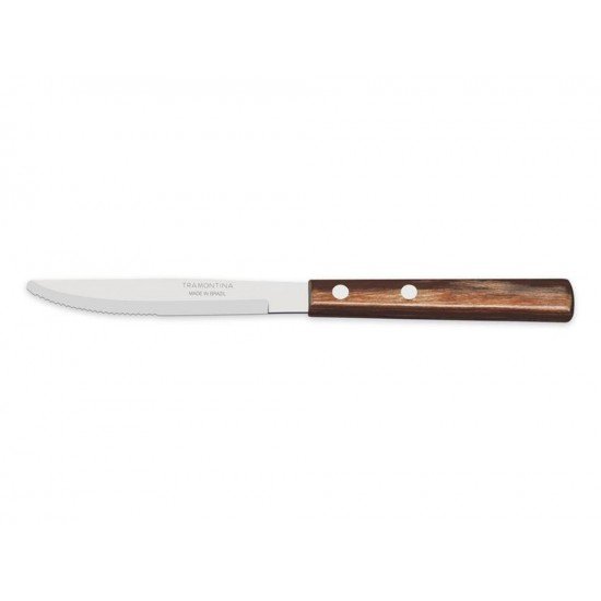 KIT 6 FACA DE MESA 4 POLYWOOD CASTANHO LAMINA DE ACO INOX E CABO DE MADEIRA TRAMONTINA