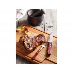 KIT 6 GARFO DE MESA POLYWOOD VERMELHO LAMINA DE ACO INOX E CABO DE MADEIRA TRAMONTINA