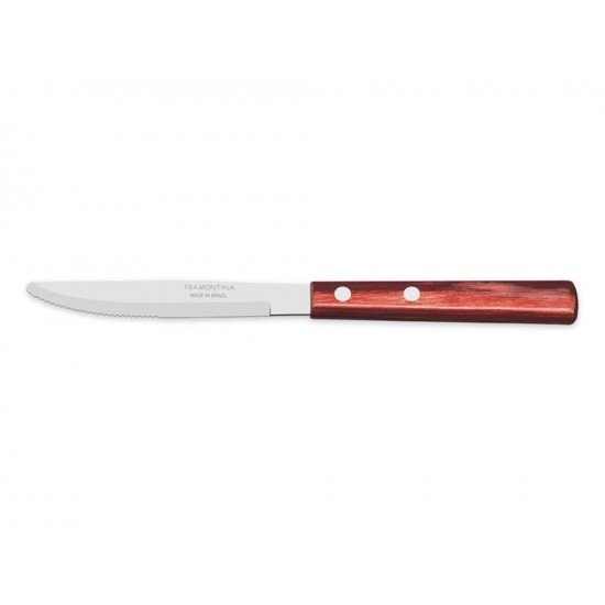 FACA PARA SOBREMESA 3 POLYWOOD VERMELHO LAMINA DE ACO INOX E CABO DE MADEIRA TRAMONTINA