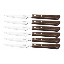 CONJUNTO FACAS P CHURRASCO 6 PCS POLYWOOD CASTANHO LAMINAS DE ACO INOX E CABOS DE MADEIRA TRAMONTINA