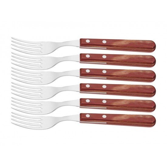 CONJUNTO GARFOS DE MESA POLYWOOD 6 PEÇAS VERMELHO LAMINAS DE ACO INOX E CABOS DE MADEIRA TRAMONTINA