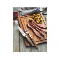 CONJUNTO GARFOS DE MESA POLYWOOD 6 PEÇAS CASTANHO LAMINAS DE ACO INOX E CABOS DE MADEIRA TRAMONTINA