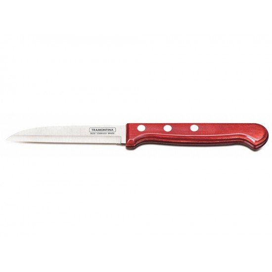 FACA PARA LEGUMES FRUTAS 3 POLYWOOD VERMELHO LAMINA DE ACO INOX E CABO DE MADEIRA TRAMONTINA