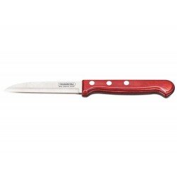 FACA PARA LEGUMES FRUTAS 3 POLYWOOD VERMELHO LAMINA DE ACO INOX E CABO DE MADEIRA TRAMONTINA